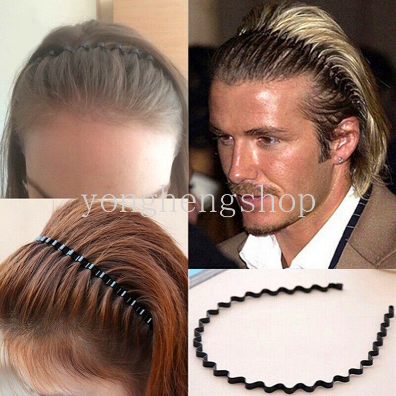 Băng đô cài tóc kiểu dáng lượn sóng màu đen thời trang cho nam và nữ