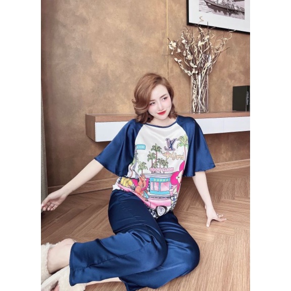 Bộ Lụa Satin Tay Cánh Tiên - Hàng Thiết Kế Satin In 4D Mềm Mịn