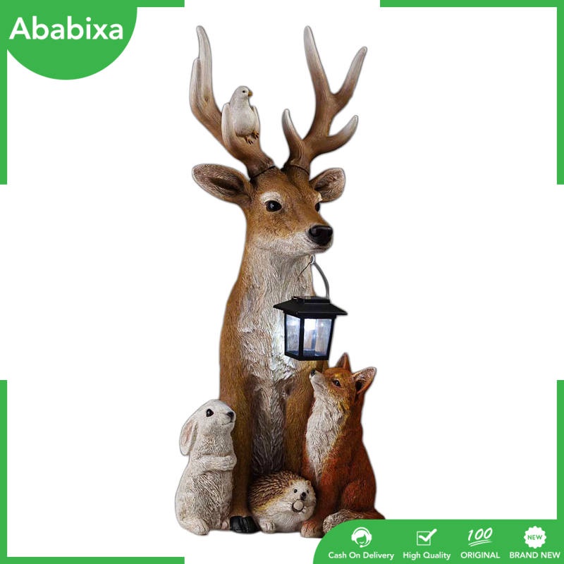 [Ababixa] Tượng Điêu Khắc Nghệ Thuật Hình Hươu Năng Lượng Mặt Trời Thiết Kế Đơn Giản Bằng Nhựa Resin Làm Quà Lưu Niệm Trang