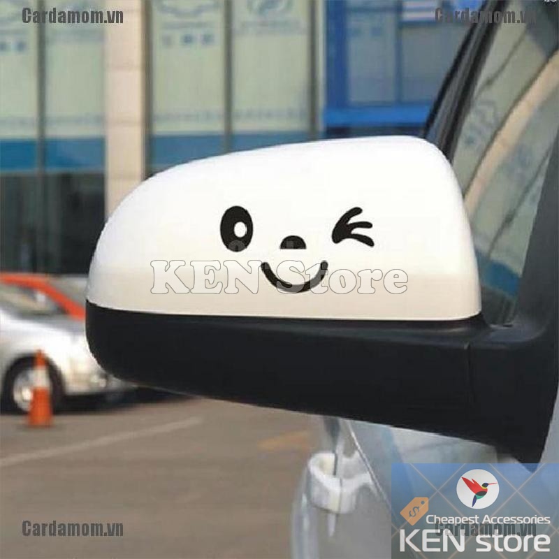 Decal dán gương chiếu hậu cho xe ô tô mặt cười