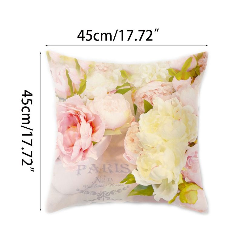 QQ Vỏ Bọc Đệm Ghế Sofa Vải Nhung In Hình Hoa Hồng 3D Phong Cách Địa Trung Hải 45x45CM