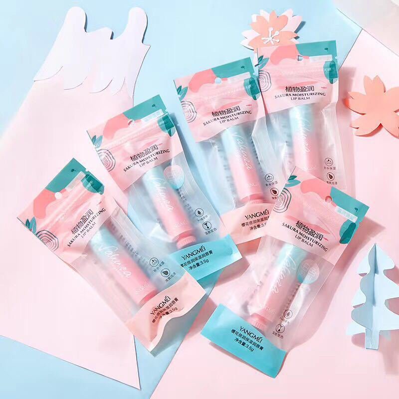 Ảnh thật 🍀 Son Dưỡng Môi SAKURA Yangmei 8870 Xanh Hồng Chính Hãng Nội Địa
