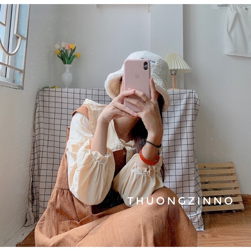 [Ảnh thật/Video]Set Yếm nhung Zmin gồm áo và váy dáng dài ulzzang, chất liệu nhung tăm