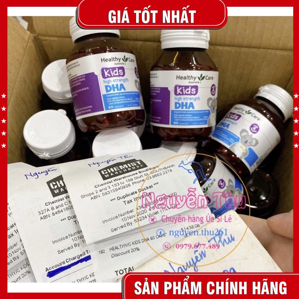 (Mẫu mới nhất) Healthy Care Kids High DHA 60 Viên Úc  (không tanh cho bé)