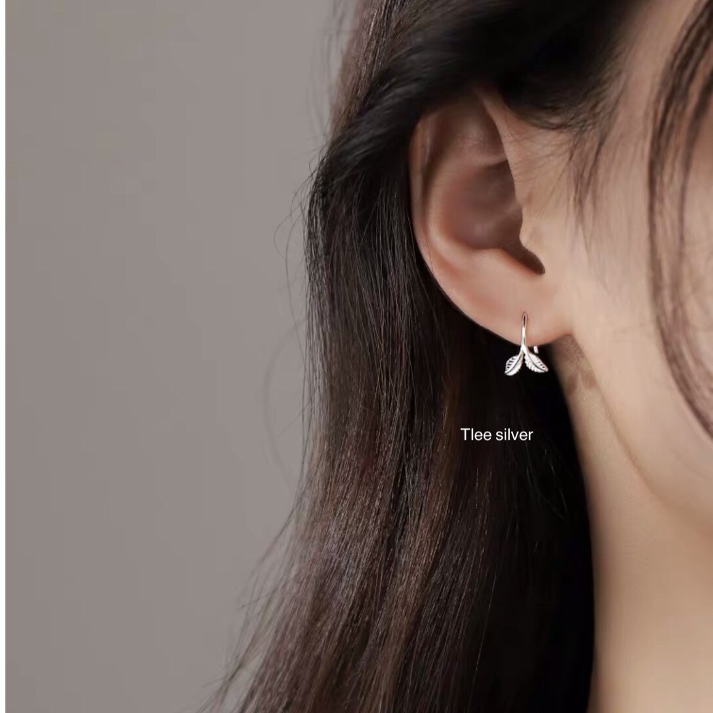 Khuyên tai bạc nữ TLEE lá ổi cá tính đơn giản TleeJewelry B0163