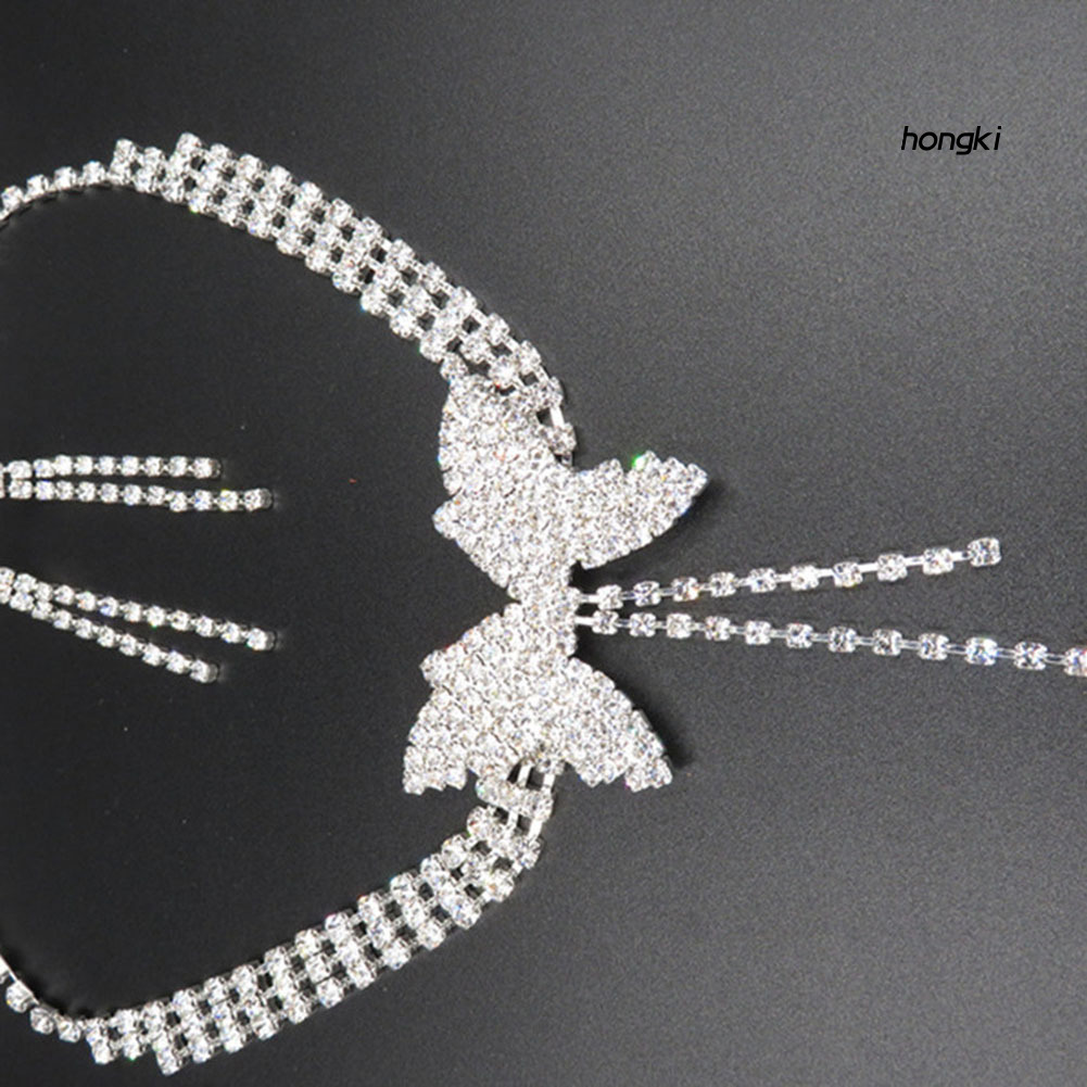 Bộ vòng cổ + Bông Tai Hình Bướm Đính Đá Thời Trang Cho Nữ