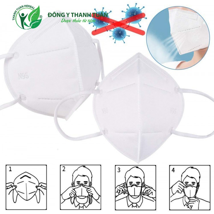 [Sẵn hàng] Khẩu trang N95 - 5 lớp chống bụi mịn, lọc vi khuẩn PM2.5 màu trắng - Hộp 20 cái