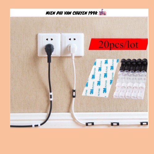 Bộ 20 miếng dán tường đi dây điện - kẹp cố định nút giữ dây điện 88068
