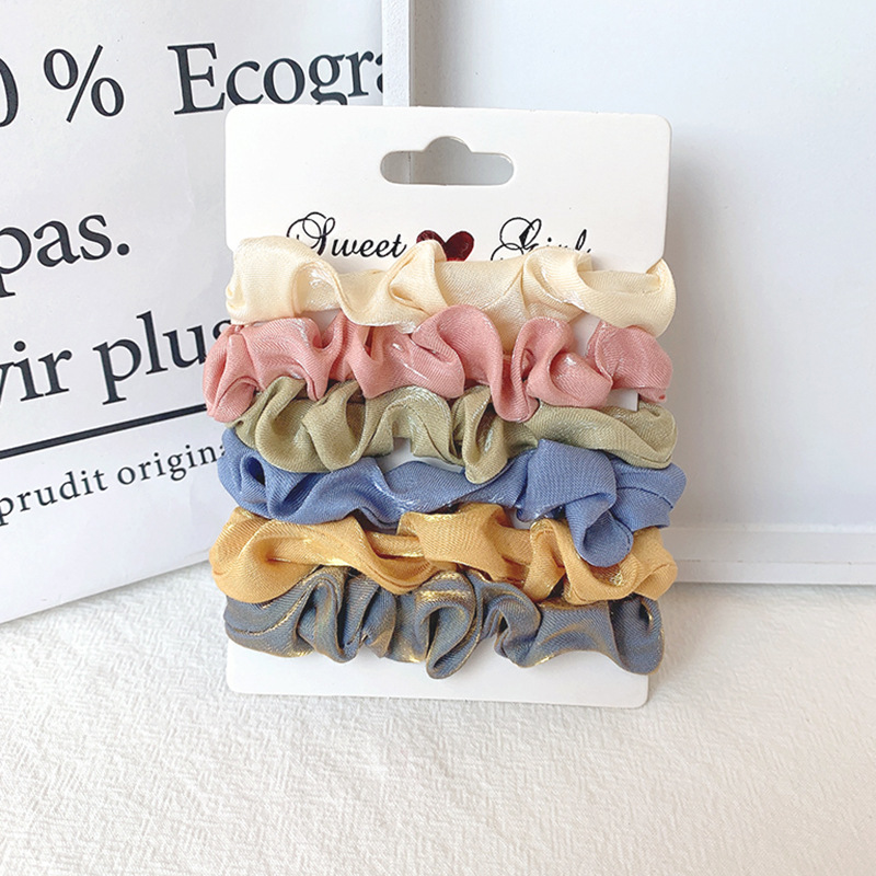 Set 6 dây buộc tóc bằng vải màu sắc ngọt ngào dành cho nữ