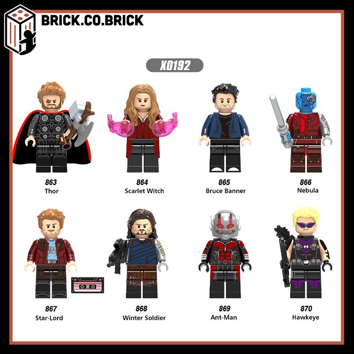 Infinity War Bruce Banner Star-Lord Winter Soldier Ant Man Thor Hawkeye Đồ Chơi Non LEGO Super Hero Siêu Anh Hùng X0192