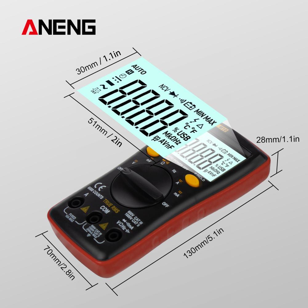 ANENG M10 Đồng hồ vạn năng kỹ thuật số LCD 6000 Đếm Đèn nền Máy đo AC / DC Ohm