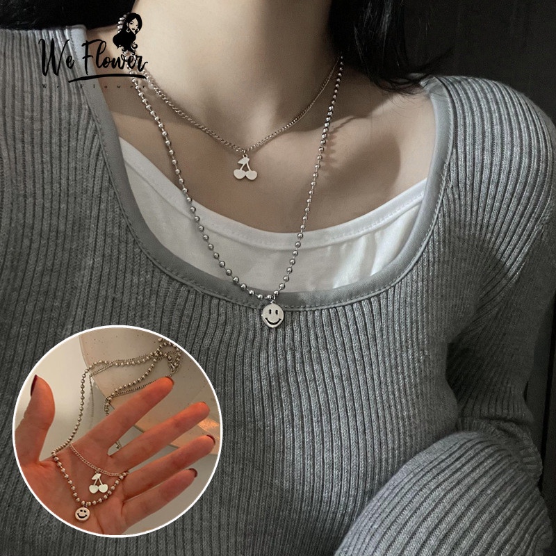 1 Vòng cổ Mặt Trái Cherry Bằng Thép Không Gỉ Phong Cách Hàn Quốc Dễ Thương Cho Nữ