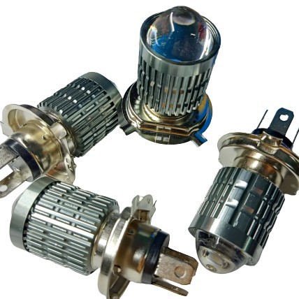 Đèn Led pha H4 gương cầu Mini Cos Vàng Pha Trắng gắn như ZIN ko chế mọi loại xe