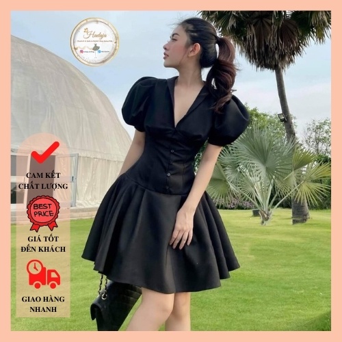 cổ vét nút thời thượng Hadaja chất cotton màu đen trắng có lót VX09