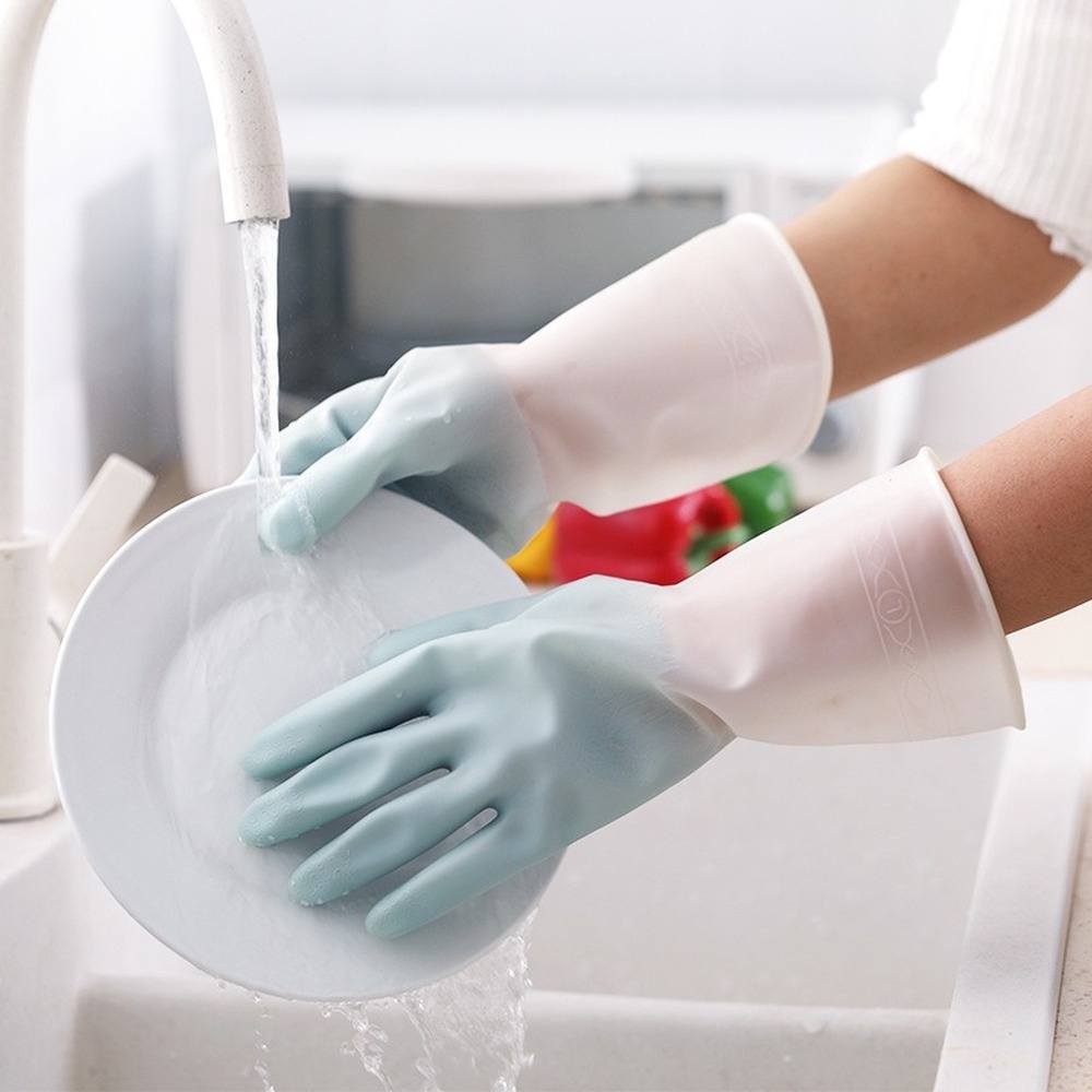 Găng tay rửa chén bằng cao su chống thấm nước tiện dụng cho nhà bếp