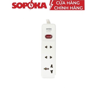 Ổ cắm điện 3 lỗ có công tắc 3m-0 sopoka ổ điện 3 cửa chịu tải 2200w ổ cắm có công tắc an toàn | sopoka