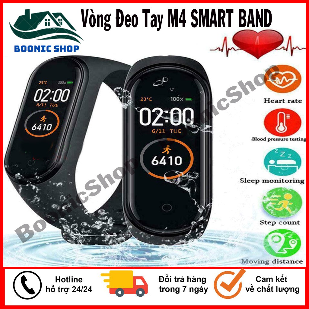 💥 BH 1 Năm 💥Vòng Đeo Tay Thông Minh M4 Kết Nối Mạng Bluetooth, Kiêm Đồng Hồ Thông Minh Chống Nước IP67