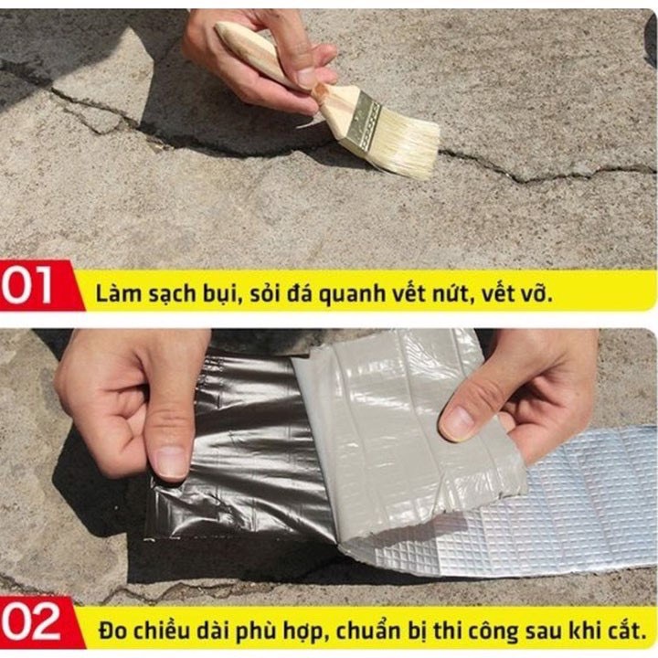 Băng Keo Siêu Dính Chống Thấm, Miếng Dán Chống Thấm Chịu Nhiệt Cuộn 5 Mét Rộng 5cm/10cm