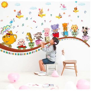Decal dán tường đàn thú vui vẻ