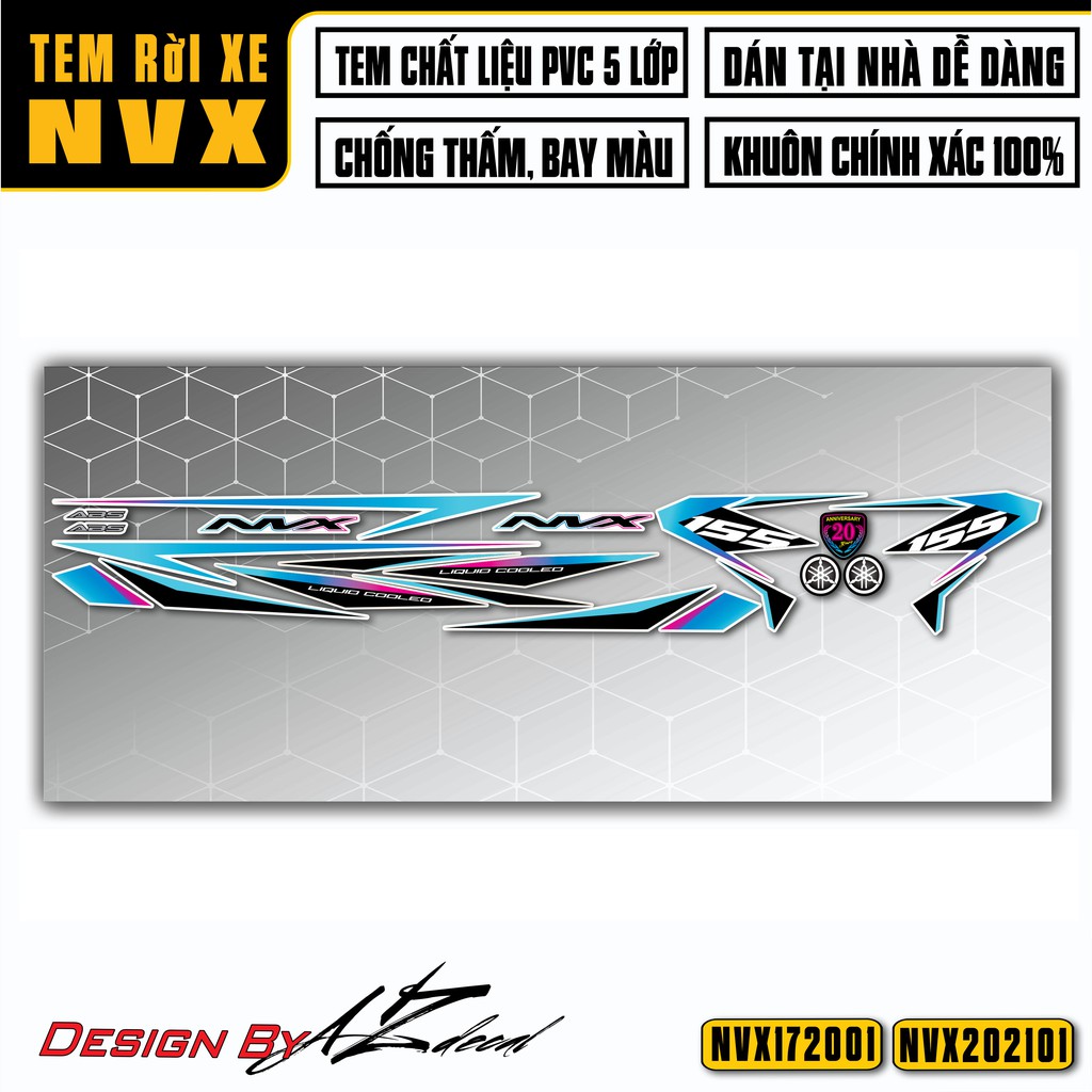 Tem Xe NVX 2017 - 2021 Mới Nhất | NVX01 | Decal Chống Nước, Bền Màu - Tem Rời Xe Máy NVX 155
