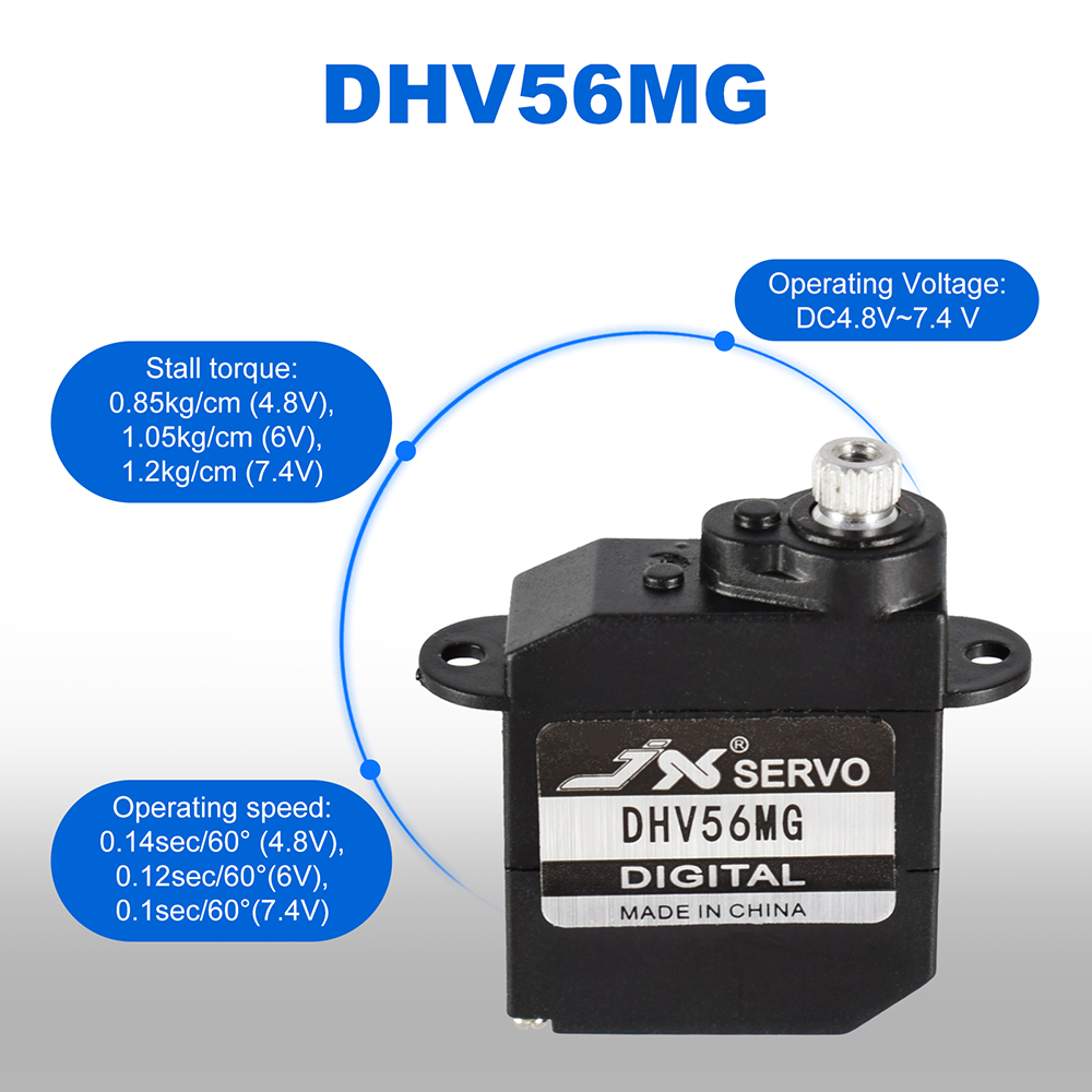 Động cơ servo không lõi điện tử DHV56MG Jx Dhv56Mg 1.2kg 0.10sec Hv 5.6g Ds cho máy bay điều khiển từ xa