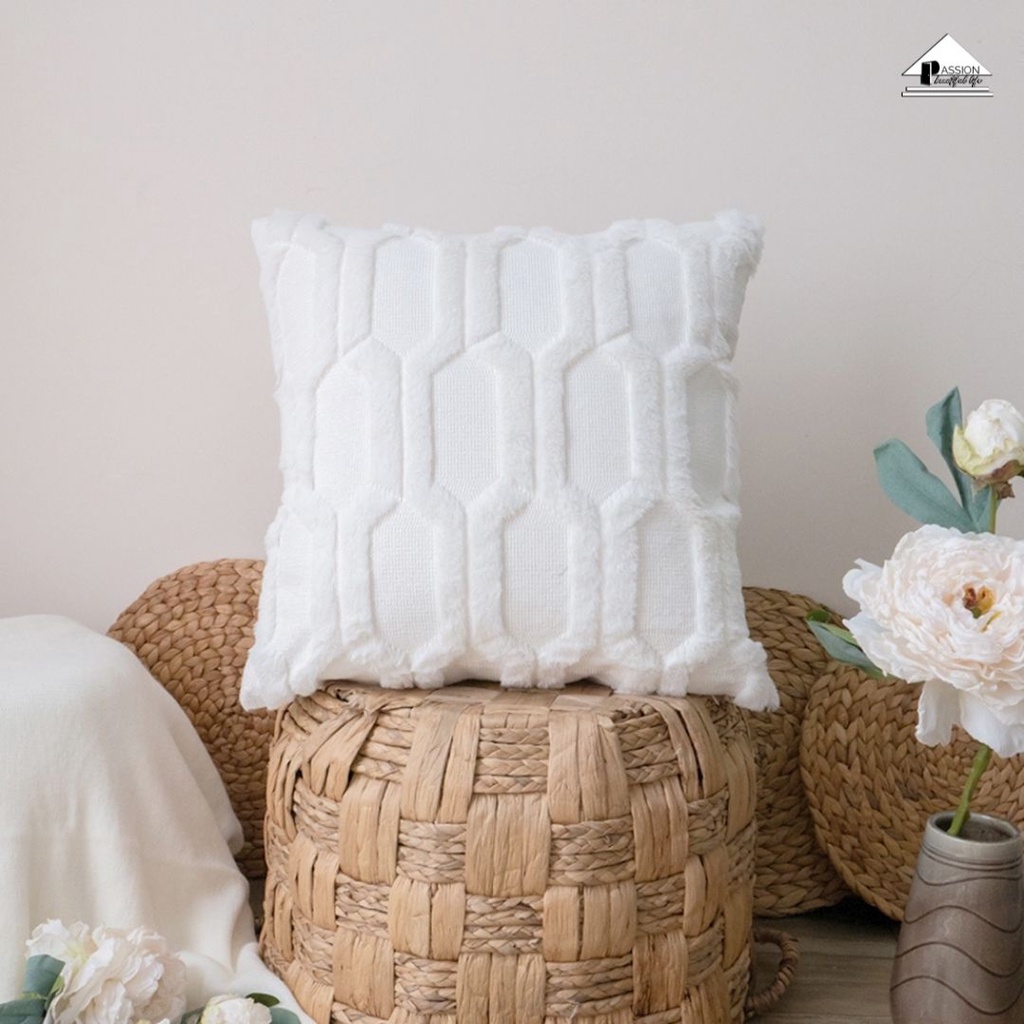 Vỏ Gối Tựa Lưng Sofa Dập Lông Nổi Hình Học Ziczac Cao cấp