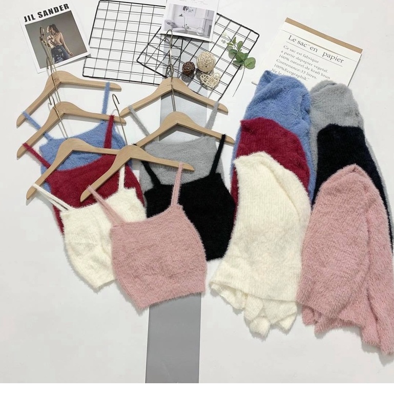 Set Áo Khoác Len Cadigan Kèm Áo Hai Dây Phong Cách Hàn Quốc Chamia | BigBuy360 - bigbuy360.vn