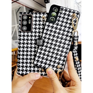 Ốp Lưng Samsung Galaxy Note 20 Ultra / Note 20  / Note 10 Plus / Note 10 / Note 9 Houndstooth Kèm Dây Đeo Dài