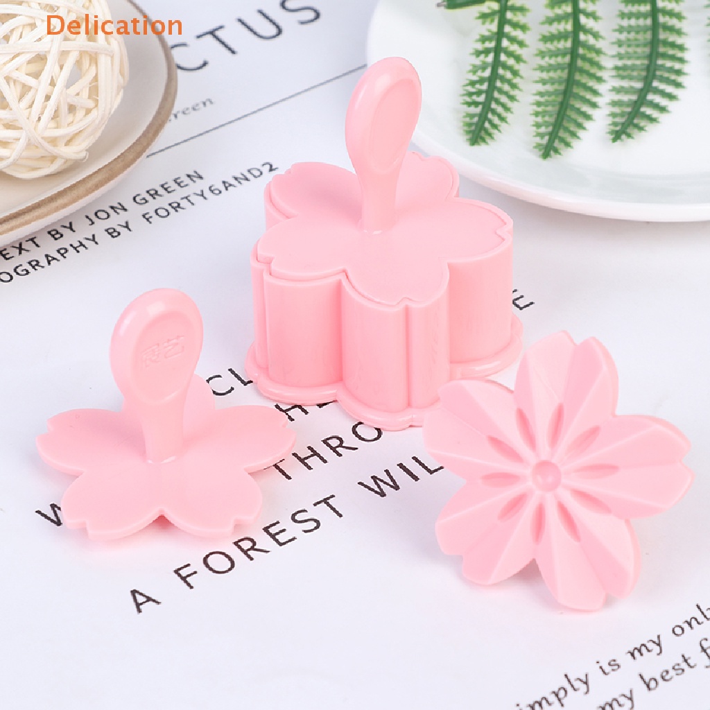 Bộ 5 Khuôn Cắt Tạo Hình Bánh Quy Hình Hoa Anh Đào Màu Hồng Xinh Xắn