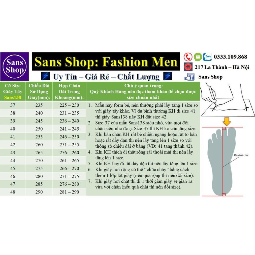 Mới Xả -Giày Da Nam Cao Cấp Giầy Tây Nam Đẹp Sans Shop Sans138 D23 2021