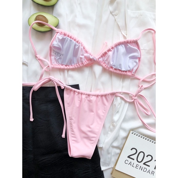 [BKN1225] &lt;ÂU&gt; SET BIKINI TRIANGLE ĐEN/XANH BLUE/HỒNG