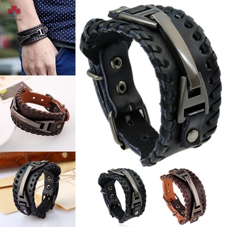 HANDMADE 1 Vòng Tay Da Pu Phong Cách Punk Cho Nam