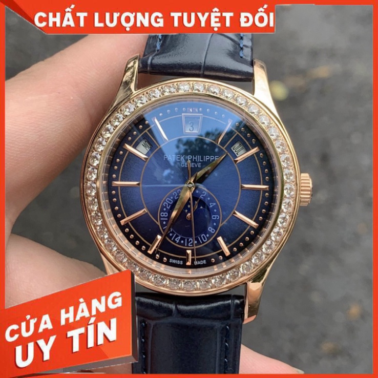 Đồng Hồ Nam Patek Philippe Complications PA35 Case 40mm Viền đá Máy Cơ Automatic Nhật