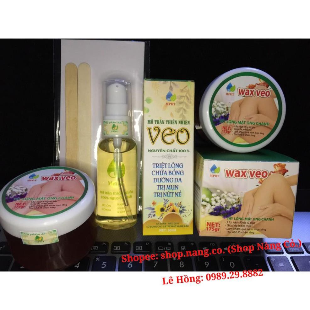 [100% Chính Hãng] Combo Bộ TRIỆT LÔNG VĨNH VIỄN Gồm 2sp [1 Wax lông tẩy lông + 1 Tinh chất mỡ trăn + tặng giấy wax, que]