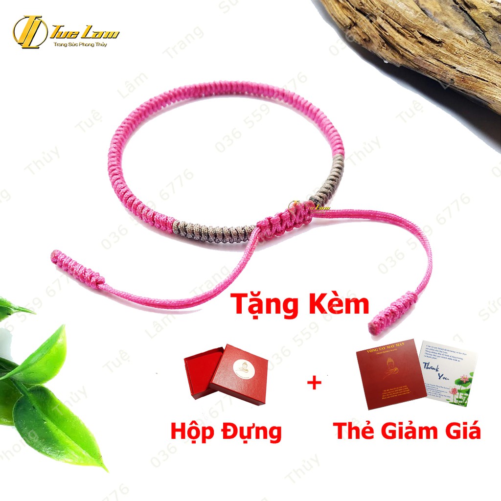 Vòng Tay Tibet Chỉ cao cấp màu hồng xám DIY-Tuệ Lâm