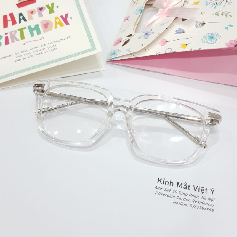 Gọng kính trong suốt unisex nhựa cứng càng kim loại , kiểu dáng mắt vuông , 2 màu càng cơ bản - 0004