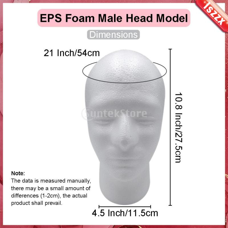 3x 20 Inch Foam Head Male Styrofoam Manequins Mannequin Manican Heads for Wigs