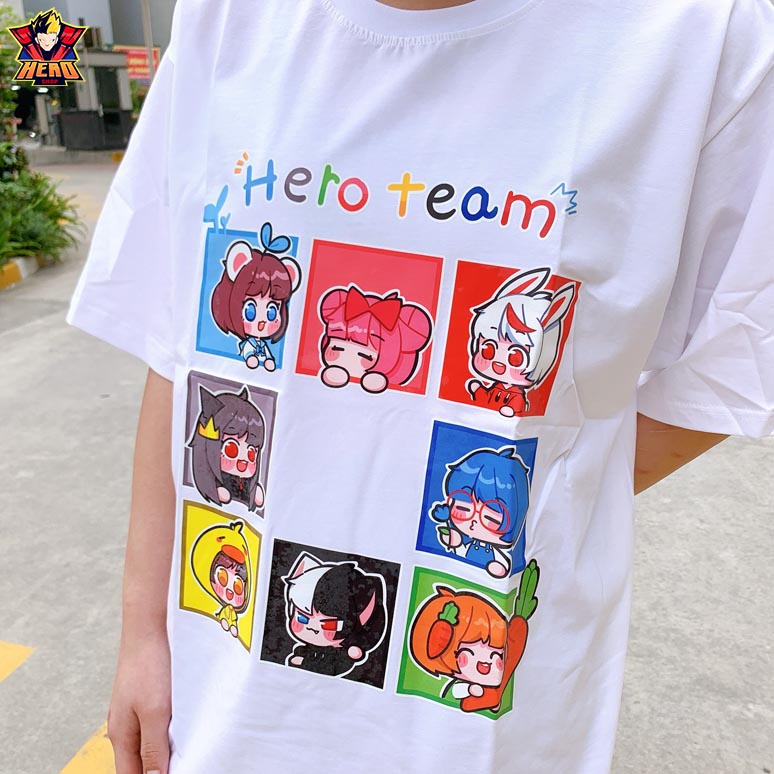 Áo Hero Team V4 màu trắng hàng chính hãng, chất liệu cotton, thời trang unisex dành cho mọi lứa tuổi