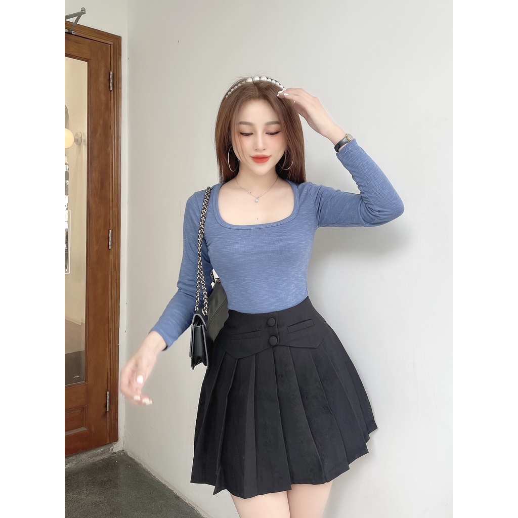 Chân váy  xếp ly ngắn nữ CRAZYTEEN phối bản đai CVC0029 | BigBuy360 - bigbuy360.vn