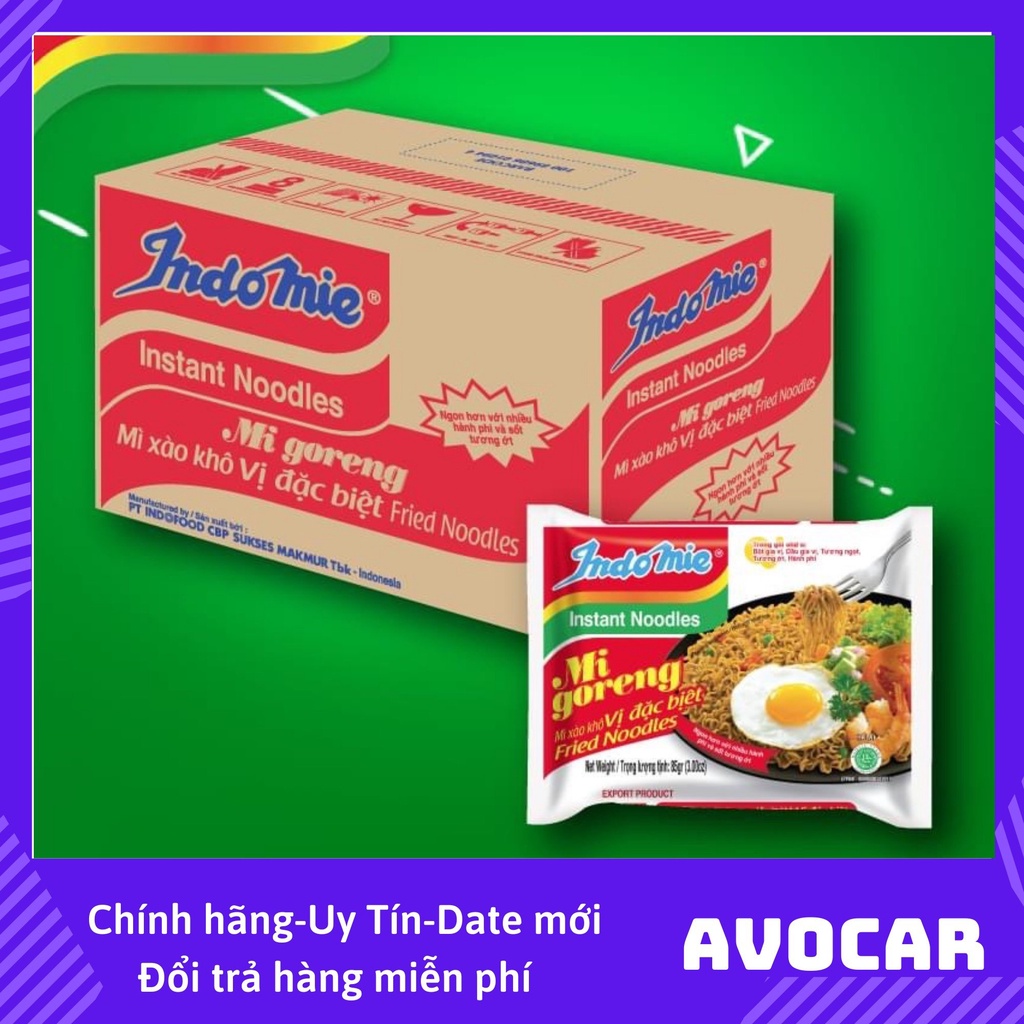 Mì Indomie Mi Goreng 40gói/thùng Mix tuỳ ý, Trắng Đặc Biệt , Avocar Shop