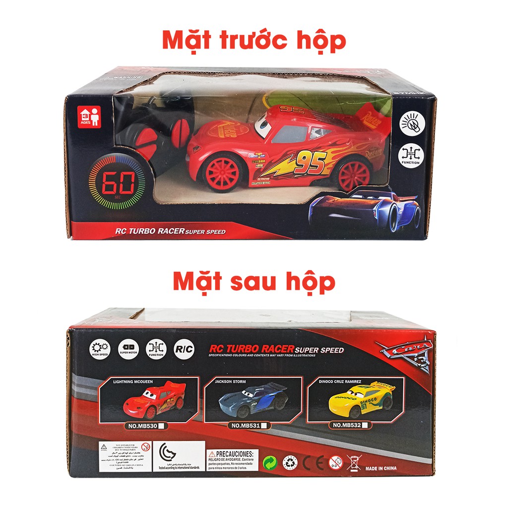 Kagonk Ô tô đồ chơi điều khiển từ xa mô hình xe đua Disney Cars Lightning McQueen màu đỏ chạy pin cho bé