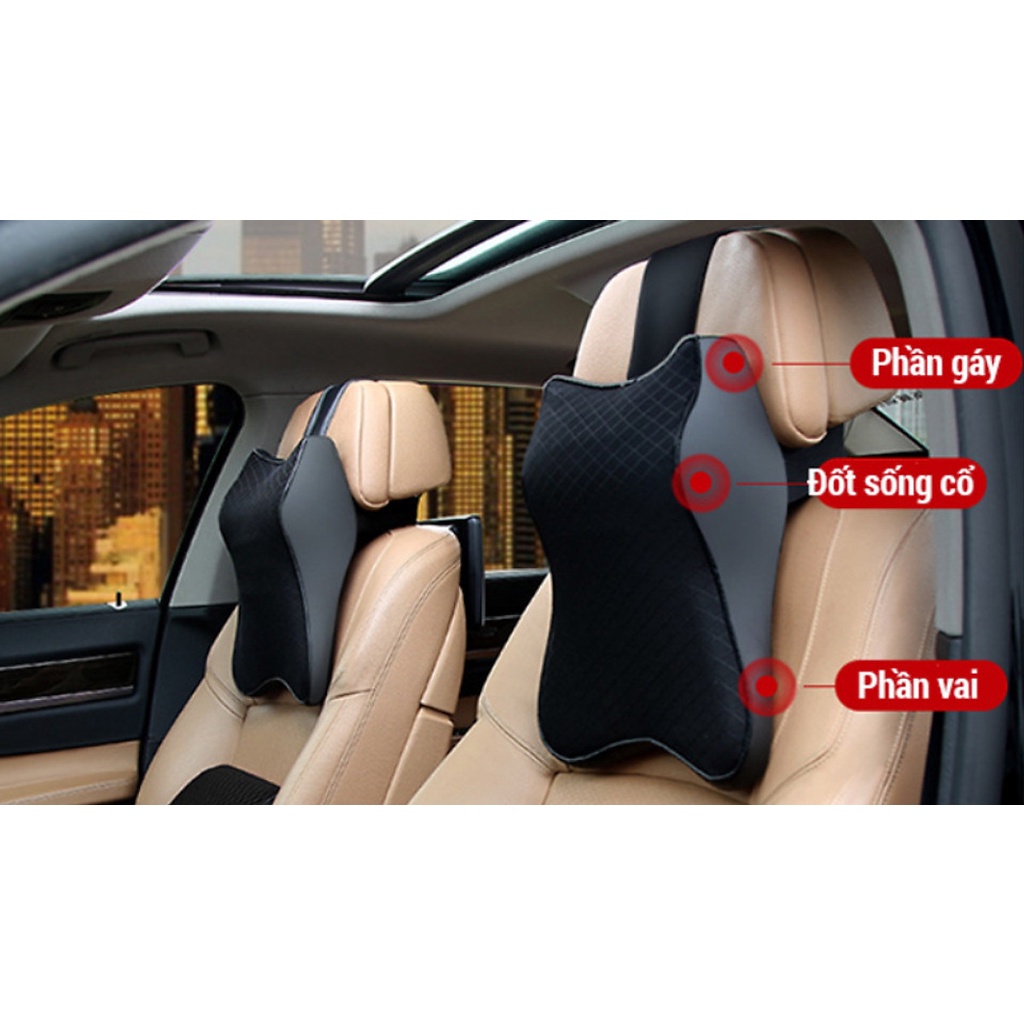 Gối Tựa Đầu Ô Tô, Xe Hơi, Gối Tựa Cổ Dựa Lưng Cao Su Non Cao Cấp, Bảo Vệ Cổ, Lưng  Cột Sống Khi Lái Xe