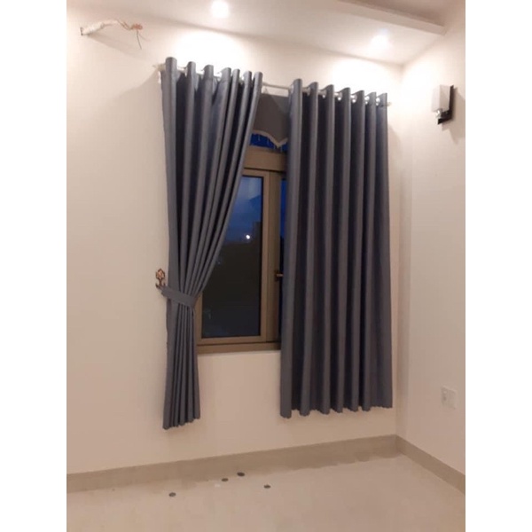 Rèm xám thô ngang 3m, trơn 2 mặt, cản nắng 90%