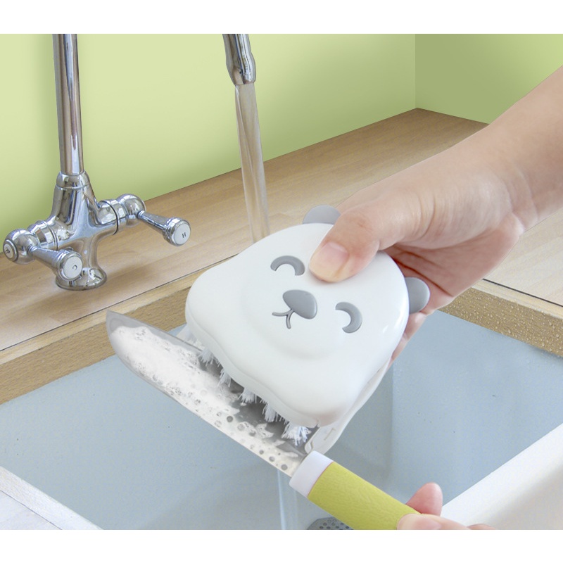 Bàn Chải Hình Gấu Chữ U Đa Năng Làm Sạch Dao Và Đũa Làm Sạch Dao Nĩa Sáng Tạo Cho Nhà Bếp