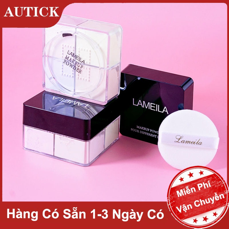 [NEW] Phấn Phủ Bột Kiềm Dầu Lameila 4 ô Cực Hot Che Khuyết Điểm 100% Chống Nước Tốt Dưỡng Da Sáng Mịn