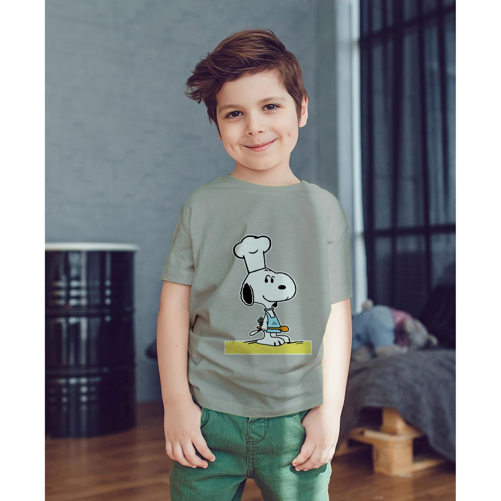 Áo thun Trẻ em in hình Đầu bếp Snoopy Cotton Thun - Dẽ Thương