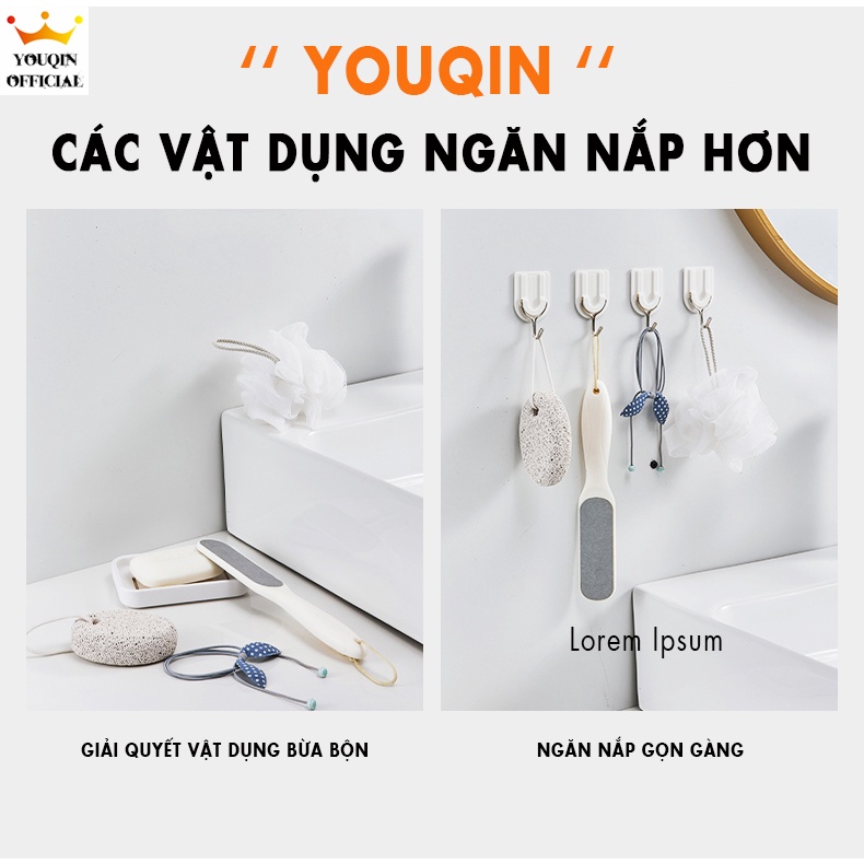 Bộ 3 Móc Treo Đồ Dán Tường - YouQin, Chất Liệu Nhựa, Dán Keo Siêu Chắc, Không Khoan Đục
