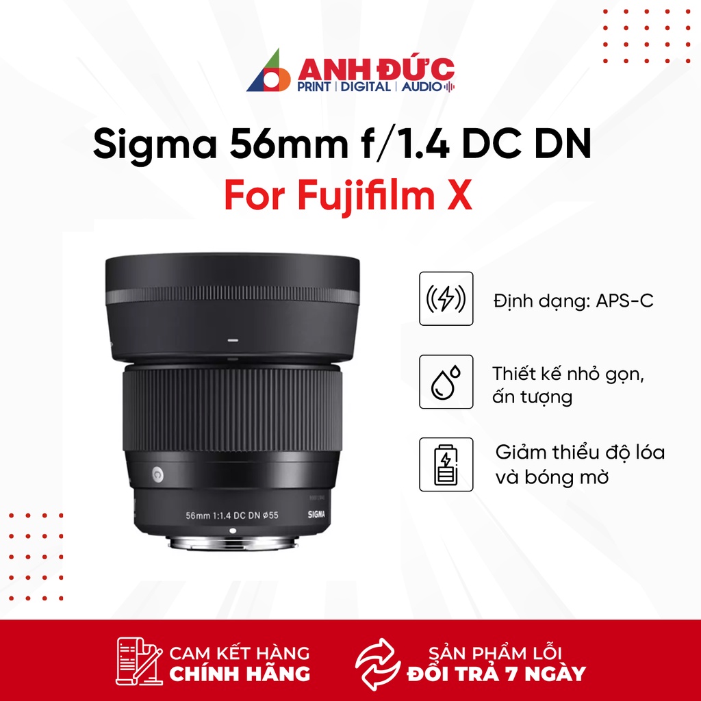 Ống kính Sigma 56mm f/1.4 DC DN Contemporary For Fujifilm X, Hàng chính hãng bảo hành 12 tháng toàn quốc