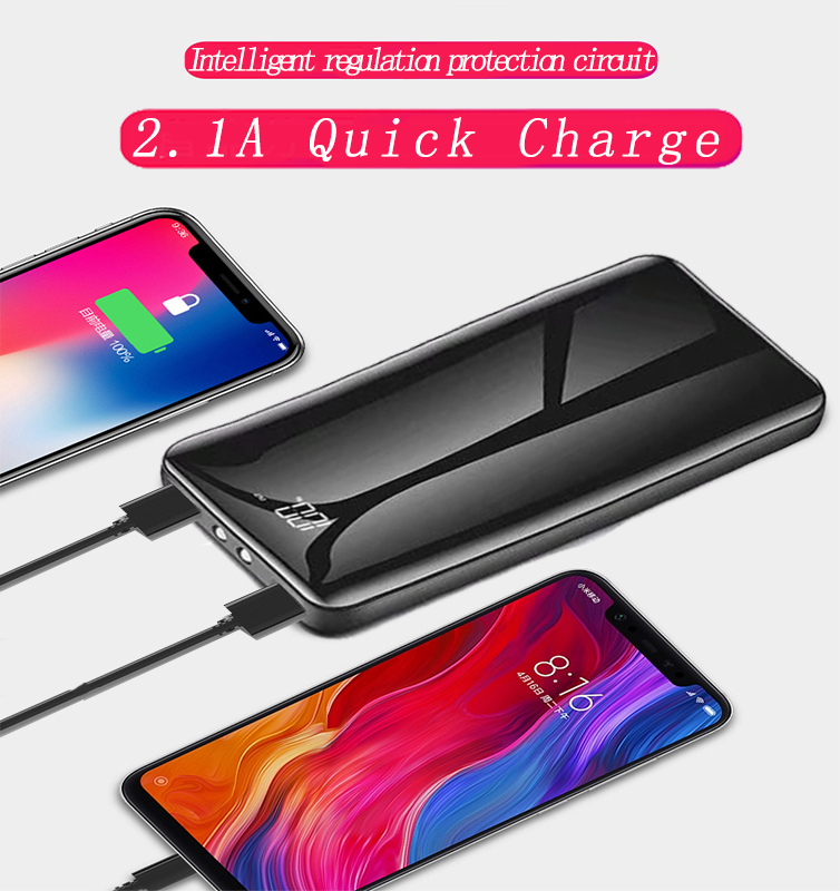 Sạc Dự Phòng KRECOO 50000mah Màn Hình Gương Điện Tử Đầy Đủ Siêu Mỏng Chất Lượng Cao