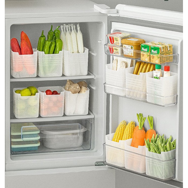 Hộp nhựa đựng đồ để cánh cửa tủ lạnh đa năng ngăn nắp gọn gàng, Hộp Nhựa Đựng Thực Phẩm, Đồ Ăn,  Rau Củ Để Cánh Cửa Tủ